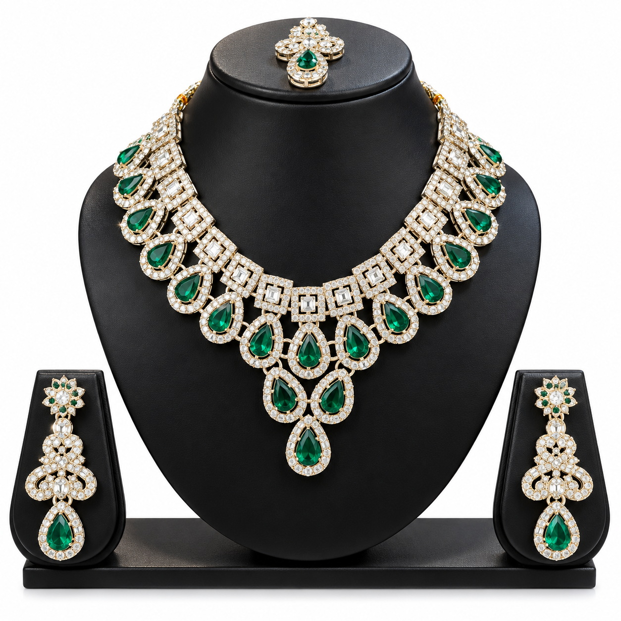 Royal Emerald Green Bridal Necklace Set